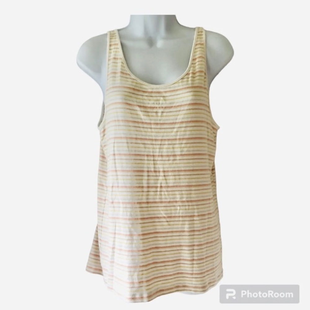 A New Day Tank Top Size XXL Beige Orange Tan Yellow Stripes
